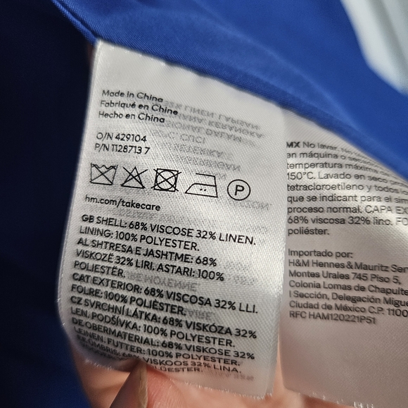 H&M Single-breasted Linen-blend Blazer- royal Blue- S - Picture 4 of 8